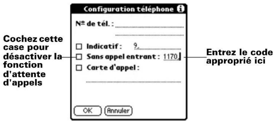 PALM m105 - Pour désactiver les appels entrants : - 1