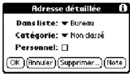 PALM m105 - Pour ouvrir la boîte de dialogue Adresse détaillée : - 1