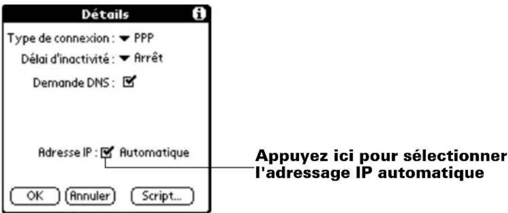 PALM m105 - Pour identifier l'adressage IP dynamique : - 1