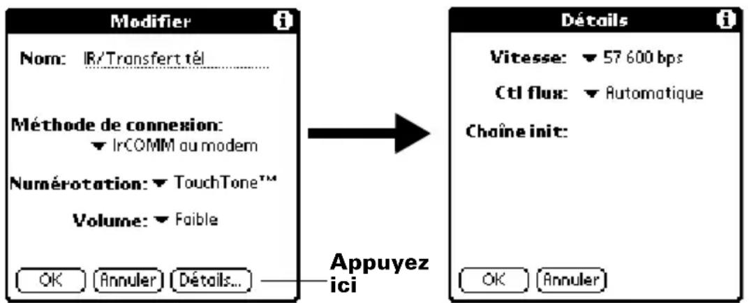 PALM m105 - Pour créer une connexion IrCOMM au modem : - 2