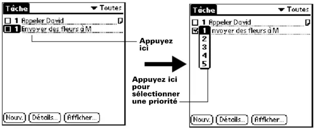 PALM m105 - Pour définir un niveau de priorité : - 1