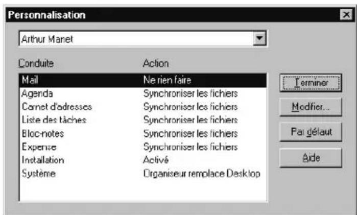 PALM m105 - Pour personnaliser les paramètres de l'application HotSync sur un ordinateur Windows : - 1