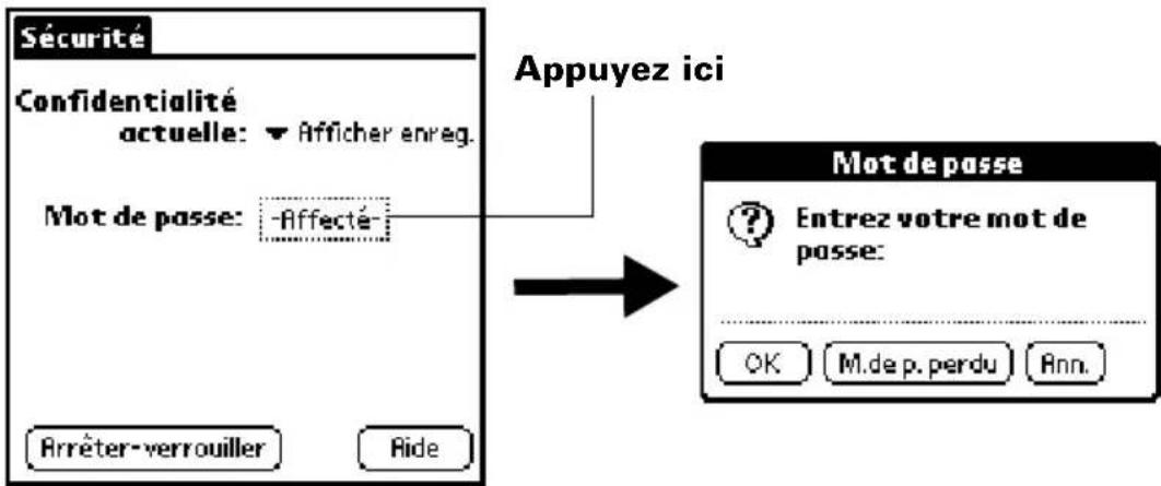 PALM m105 - Pour modifier ou supprimer votre mot de passe : - 1