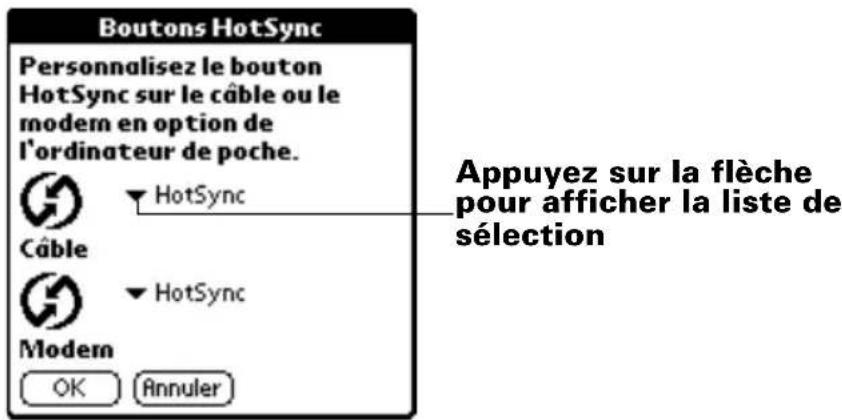 PALM m105 - Pour modifier les préférences des boutons HotSync : - 1