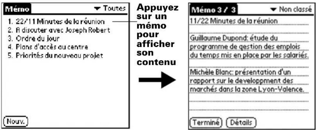 PALM m105 - Pour consulter un mémo : - 1