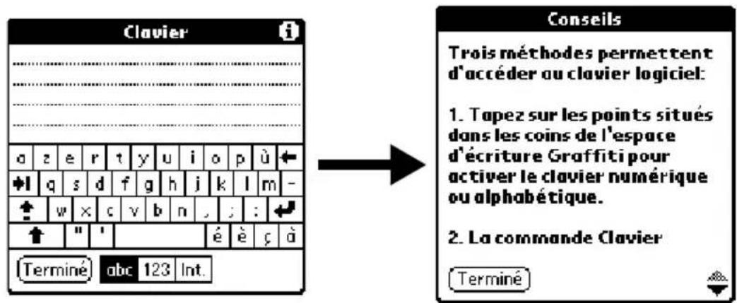PALM m105 - Pour afficher un conseil en ligne : - 1