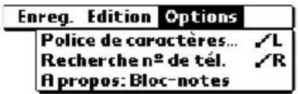 PALM m105 - Menus Options - 2