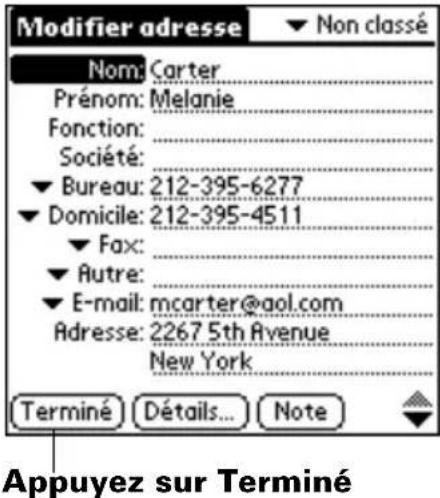 PALM m105 - Pour créer une nouvelle entrée de l'application Adresses : - 3