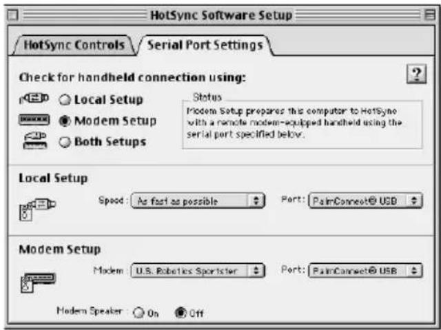 PALM m105 - Pour préparer un Macintosh en vue d'une opération HotSync par modem : - 1