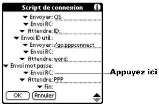 PALM m105 - Pour créer un script de connexion : - 1