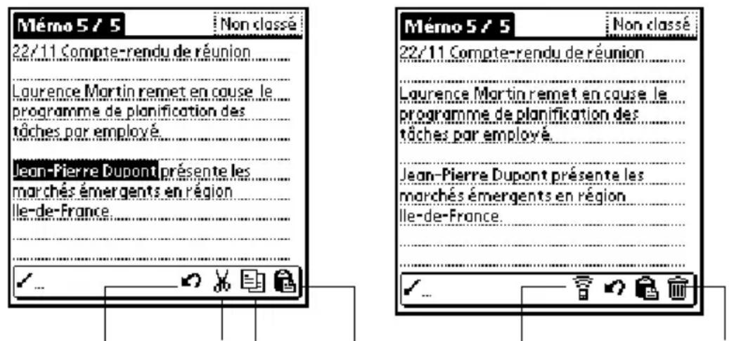 PALM m105 - Commandes de menus Graffiti - 2
