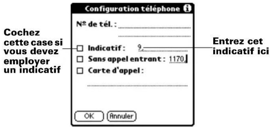 PALM m105 - Pour entrer un indicatif : - 1