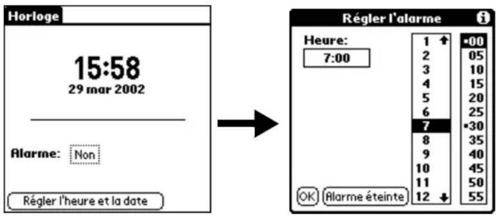 PALM m105 - Pour régler une alarme : - 1