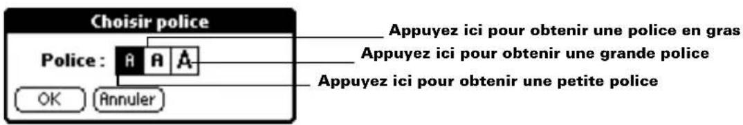 PALM m105 - Pour changer le style de la police : - 1