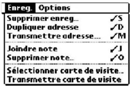 PALM m105 - Menus Enreg. - 2