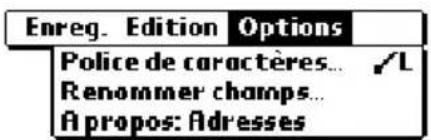PALM m105 - Menus Options - 2