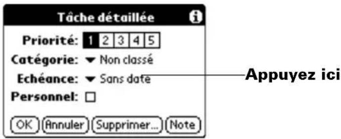 PALM m105 - Pour définir la date d'échéance d'une tâche : - 1
