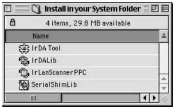 PALM m105 - Pour installer les extensions pour la communication par infrarouge sur un Macintosh : - 1