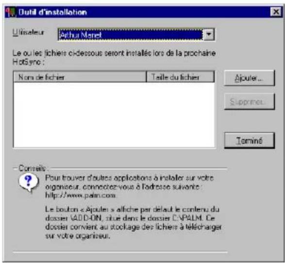 PALM m105 - Cliquez sur Installer. - 1