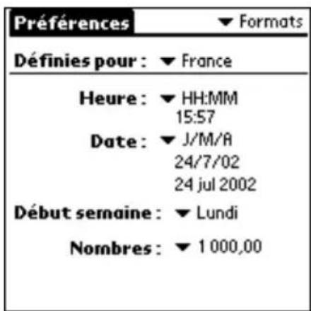PALM m105 - Pour définir le pays par défaut : - 1