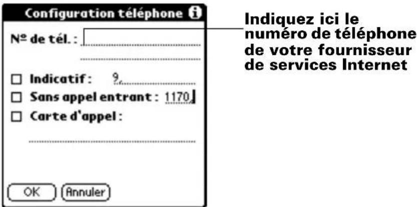 PALM m105 - Pour saisir le numéro de téléphone d'un serveur : - 1