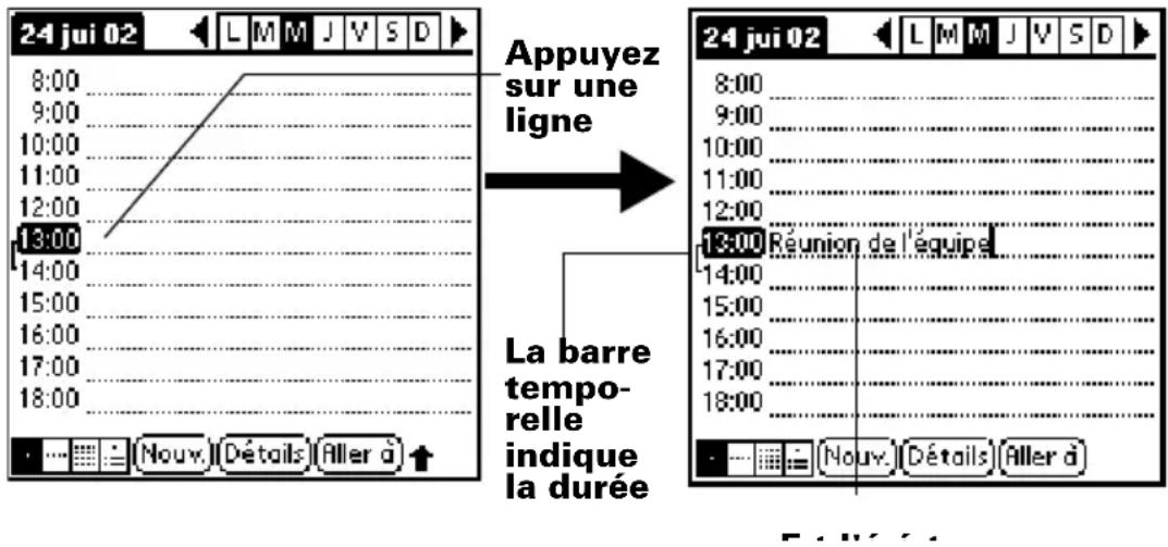 PALM m105 - Pour planifier un événement à la date du jour : - 1