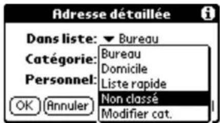 PALM m105 - Pour placer un enregistrement dans une catégorie : - 1