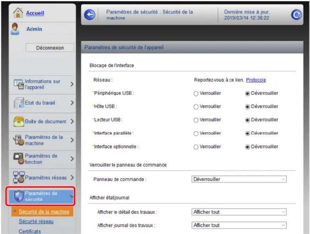 KYOCERA ECOSYS P4135dn - Configurer les paramètres de sécurité. - 1