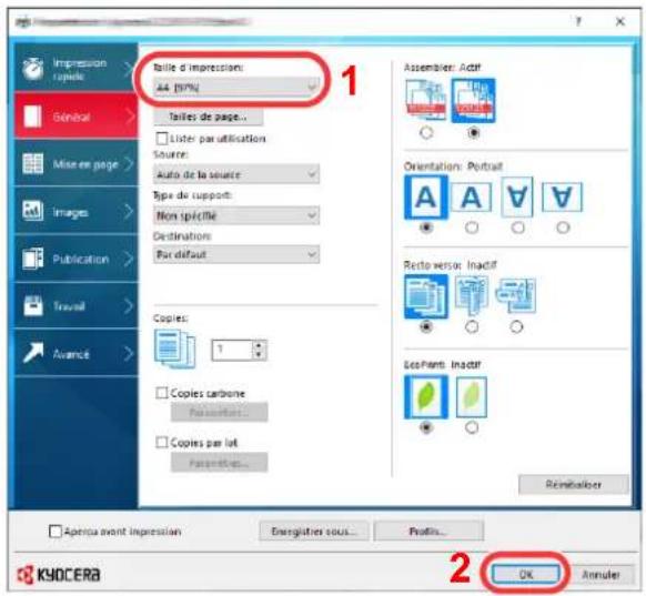 KYOCERA ECOSYS P4135dn - Configurer la format de papier d'impression. - 1