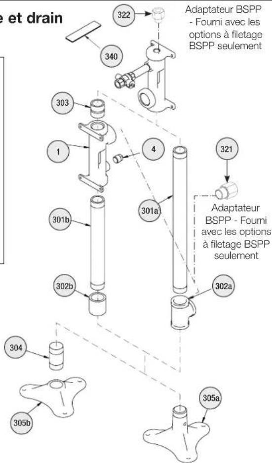 Bradley S19214EW - Pièces de remplacement et liste des pièces — Bride et drain - 3