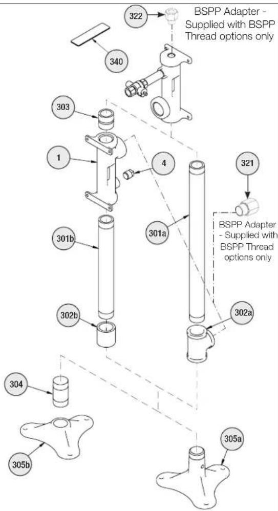 Bradley S19214EW - Service Parts and Parts List — Base and Drain - 3
