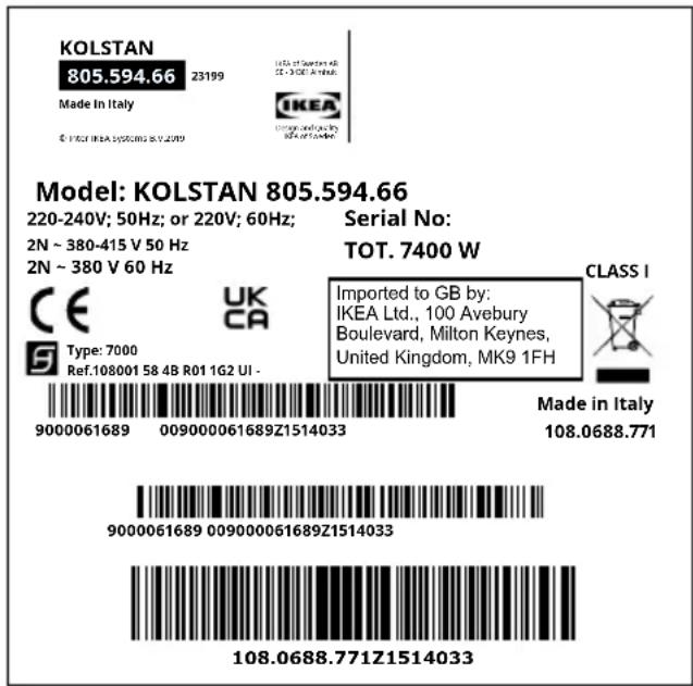 IKEA KOLSTAN 105.594.60 - Називна плочица - 1