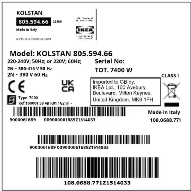 IKEA KOLSTAN 105.594.60 - Märkplåt - 1