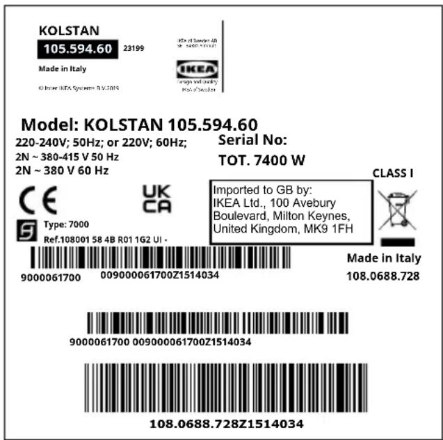 IKEA KOLSTAN 105.594.60 - Rafmagnstenging - 2