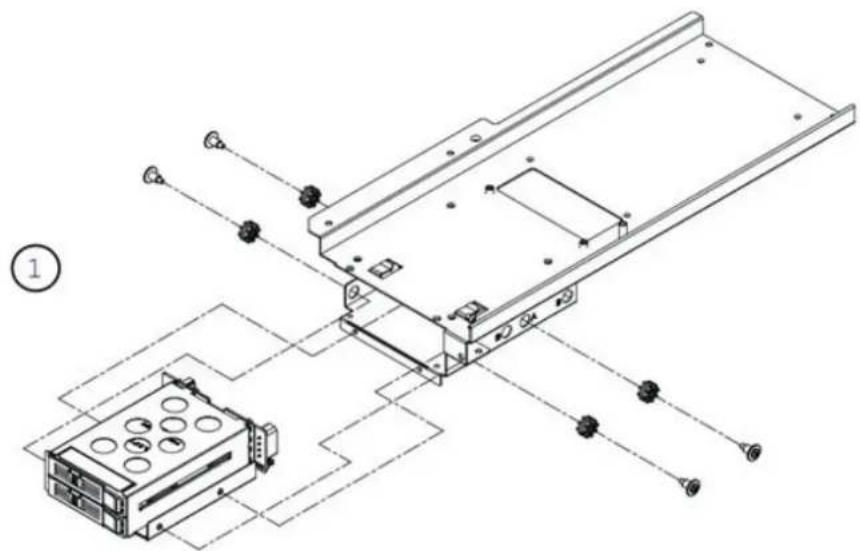 Advantech HPC7420 - Installing two external hot-swappable HDD trays/安装 2 个前置支持热插入 2.5” 硬盘/安装 2 個前置支援熱插拔 2.5” 硬碟 - 1