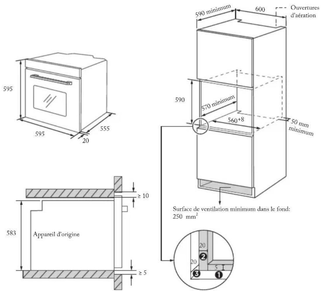 FAR FME7024IXM - Schéma de l'armoire (armoire en position verticale) - 1
