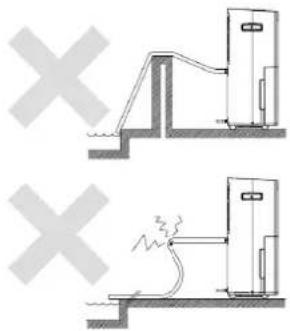 Technical diagram showing two mechanical or electrical installation methods with cross symbols indicating failure or rejection.