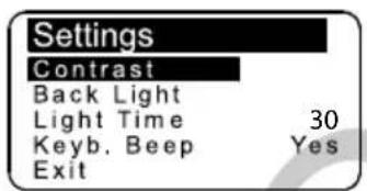 Lofrans Iris II - Settings menu - 1