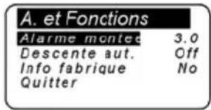 Lofrans Iris II - Menu alarmes et fonctions - 1