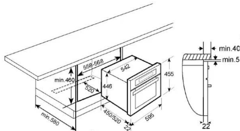 ROSIERES RDCM 45 MIN - Dimensions pour l'installation du four / Installation - 1