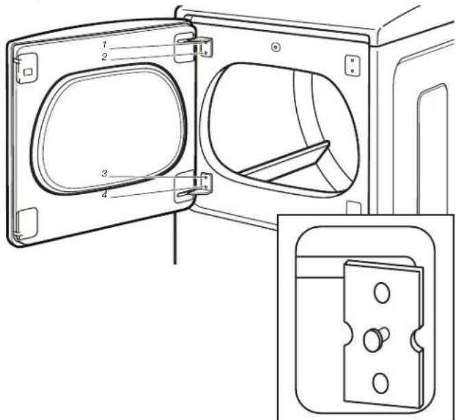 MAYTAG MEDB955FW - RÉINSTALLER CHARNIÈRES SUR LA PORTE - 5