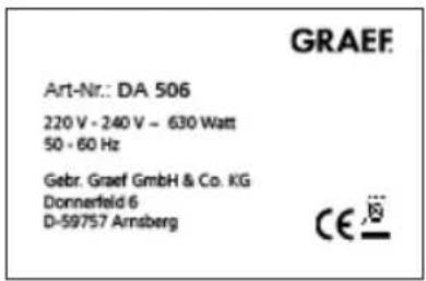 GRAEF DA 506 - DATI TECNICI - 1