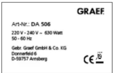 GRAEF DA 506 - TECHNISCHE GEGEVENS - 1