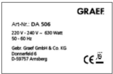 GRAEF DA 506 - TECHNISCHE DATEN - 1