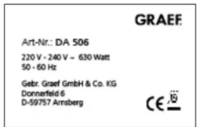 GRAEF DA 506 - TECHNICAL DATA - 1