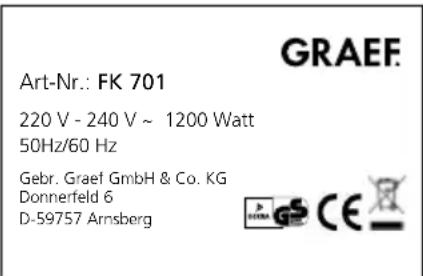 GRAEF FK 701 - TECHNICAL DATA - 1