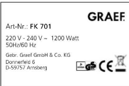 GRAEF FK 701 - DONNÉES TECHNIQUES - 1