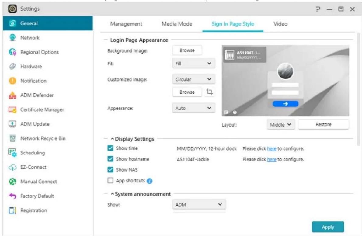 Asustor AS6210T - Personalisation page de connexion - 1