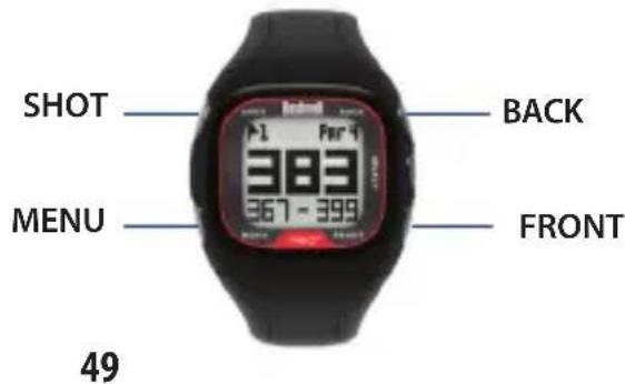 BUSHNELL Neo+ GPS Rangefinder Watch - Tastenfunktionen im PLAY GOLF-Modus - 1