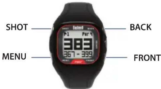BUSHNELL Neo+ GPS Rangefinder Watch - Fonction des boutons en mode Play Golf - 1